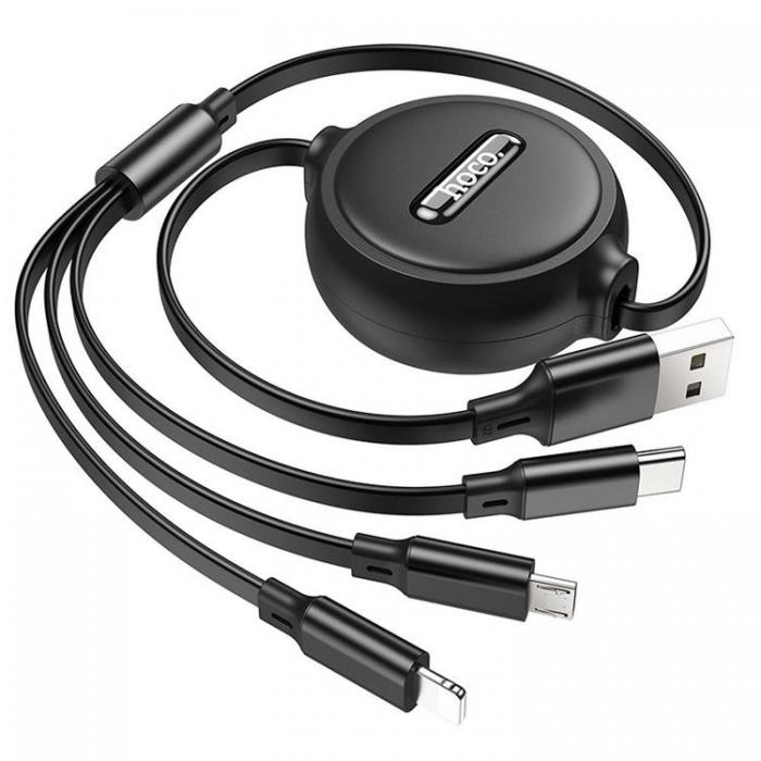 Hoco - Hoco 3in1 USB-A till USB-C, Lightning, microUSB kabel X75 1m