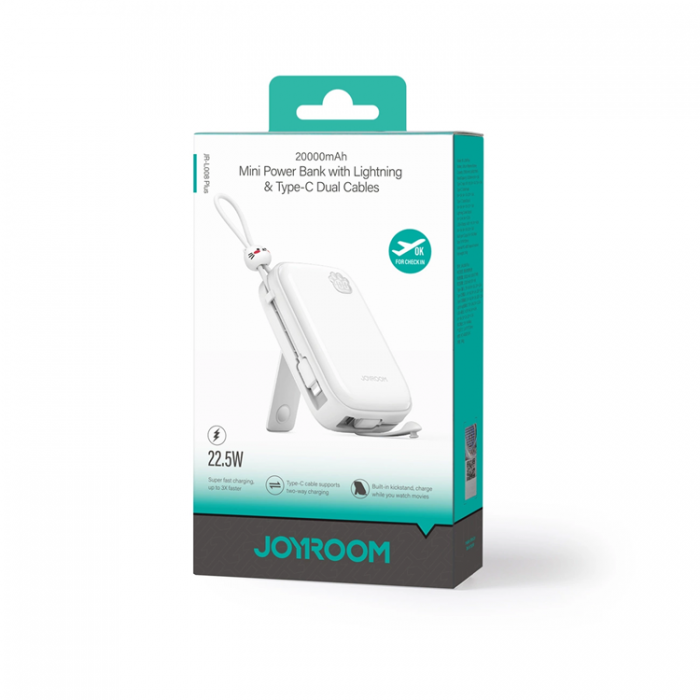 Joyroom - Joyroom Powerbank 22.5W 20000mAh + USB-C Kabel - Vit