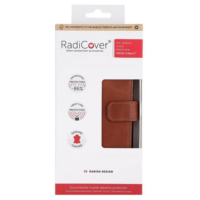 Radicover - Radicover iPhone 14 Plus Plnboksfodral Strlningsskydd - Brun