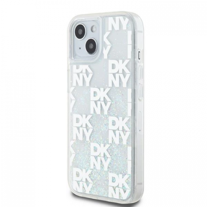 DKNY - DKNY iPhone 14 Mobilskal Liquid Glitter Multi Logo - Vit