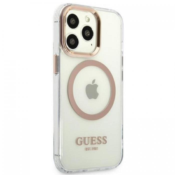 Guess - Guess iPhone 13 Pro Max Skal Magsafe Metal Outline - Guld