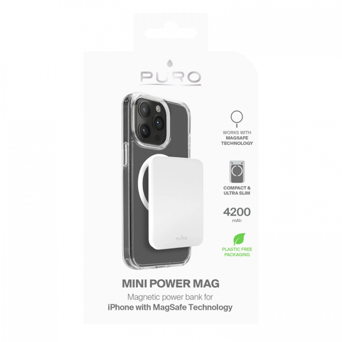 Puro - Puro MagSafe Powerbank 4200mAh me USB-C - Vit