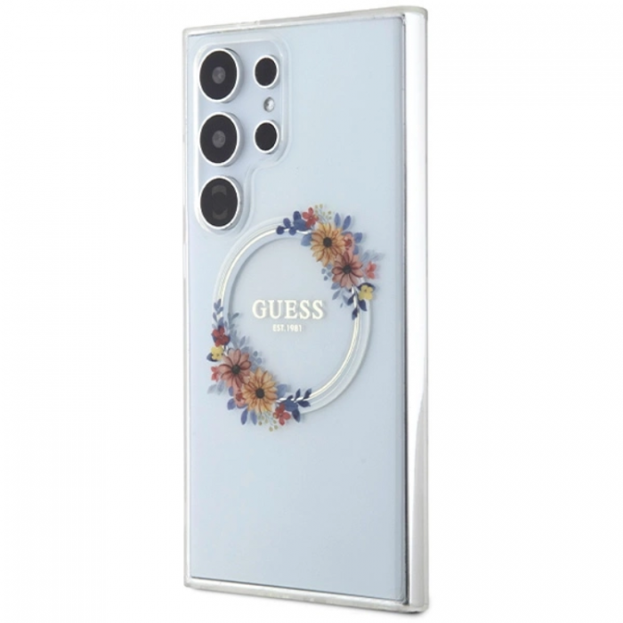 Guess - Guess Galaxy S24 Ultra Mobilskal Magsafe IML Flowers Wreath - Clear