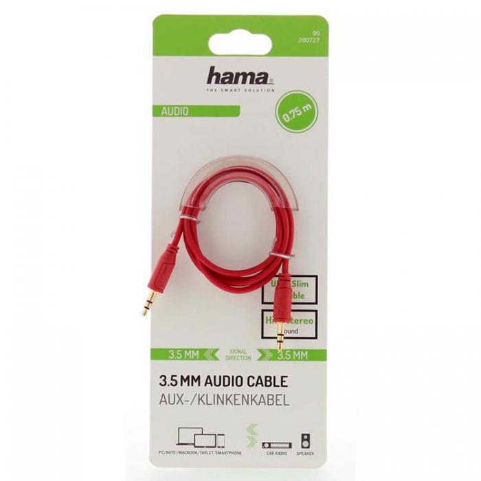 Hama - HAMA Ljud Kabel Flexi-Slim 3.5mm/0.75m - Guld/Rd