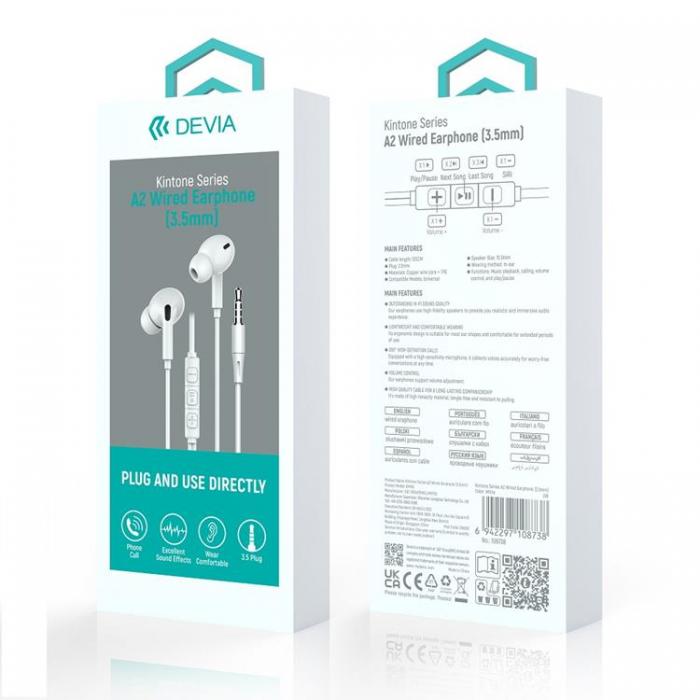 Devia - Devia In-Ear Trdbundna Hrlurar Jack 3.5mm Kintone A2 - Vit