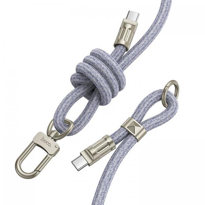 Hoco - Hoco USB-C till USB-C 60W 1.8m 3A Kabel Lanyard - Denim Bl