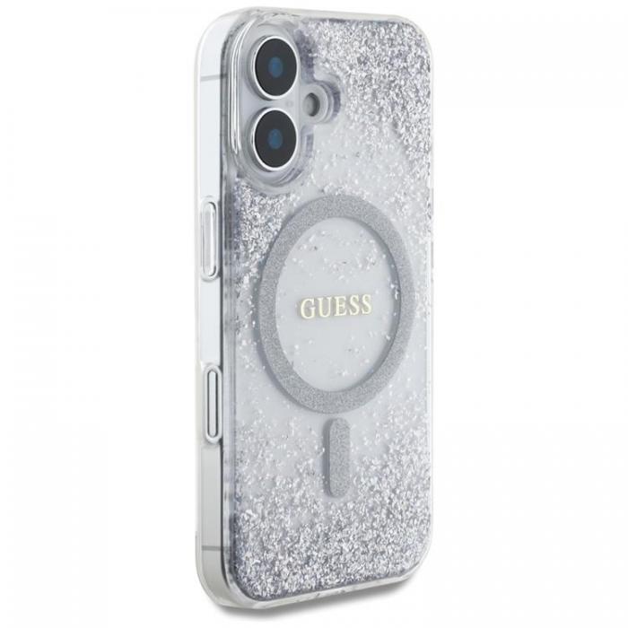 Guess - Guess iPhone 16 Mobilskal MagSafe HC Resin Bottom Glitter - Silver