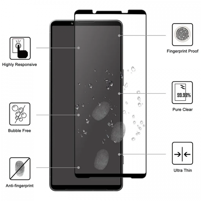 Taltech - Sony Xperia 1 VI Hrdat glas Skrmskydd - Svart