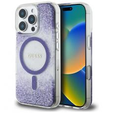 Guess - Guess iPhone 16 Pro Mobilskal MagSafe HC Resin Bottom Glitter - Lila