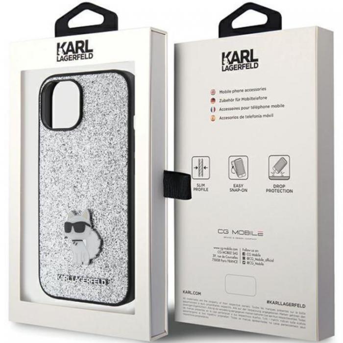 KARL LAGERFELD - Karl Lagerfeld iPhone 15 Mobilskal Fixed Glitter Metal Pin