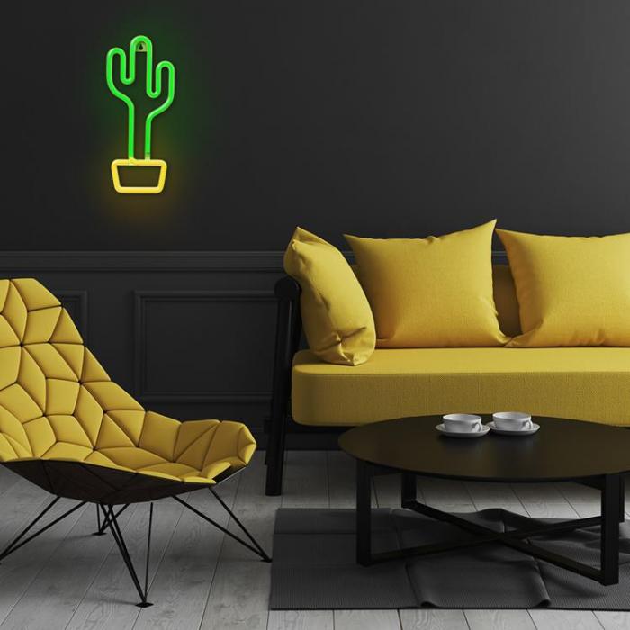 Forever Light - Forever Light LED Neon CACTUS Bat FLNE02 + USB - Orange/Grn