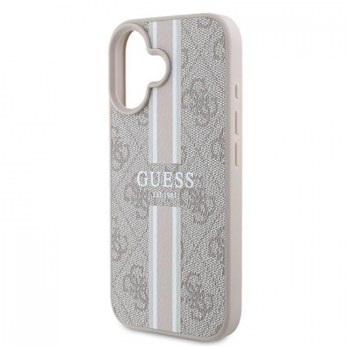 Guess - Guess iPhone 16 Plus Mobilskal Magsafe 4G Printed Stripes - Rosa