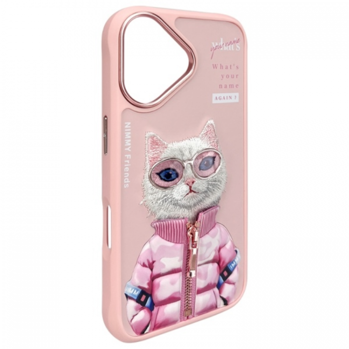 NIMMY - Nimmy iPhone 16 Mobilskal Cool & Cute 2.0 Cat - Rosa