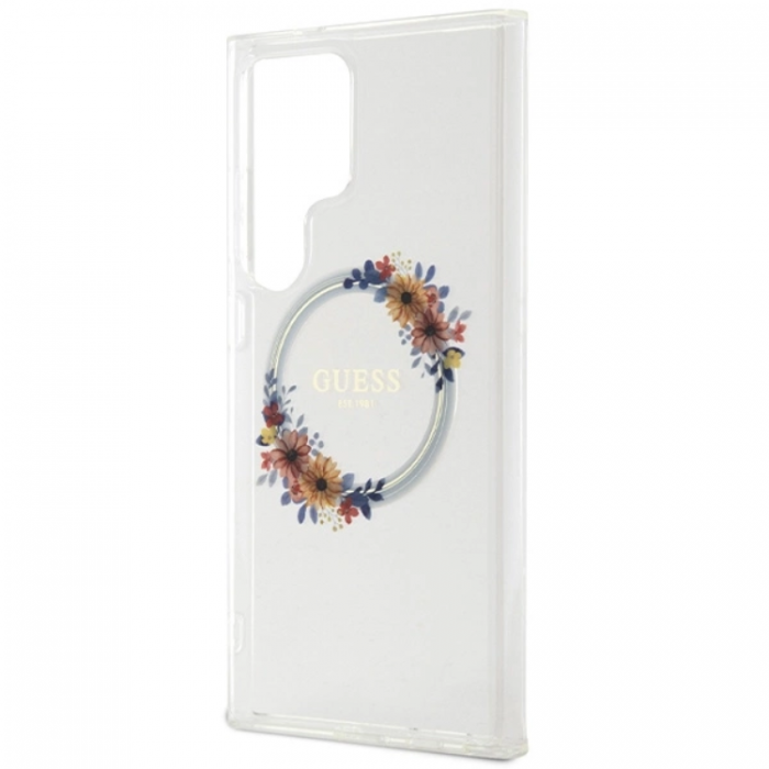 Guess - Guess Galaxy S24 Ultra Mobilskal Magsafe IML Flowers Wreath - Clear