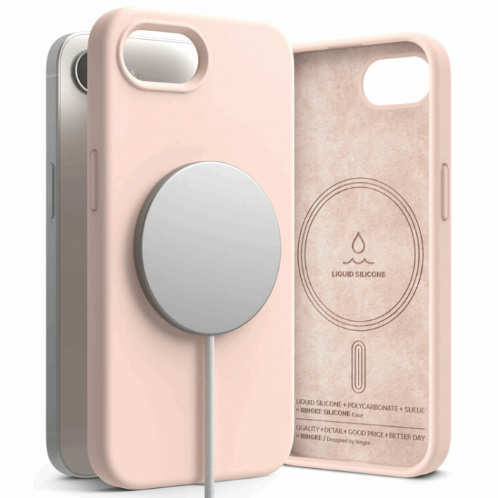 Ringke - Ringke iPhone 16e Mobilskal Magsafe Silikon Magnetic - Rosa Sand