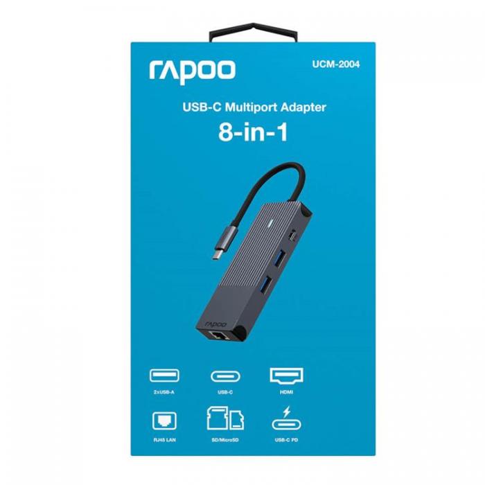 Rapoo - RAPOO Multiport UCM-2004 8-i-1 USB-C-Adapter