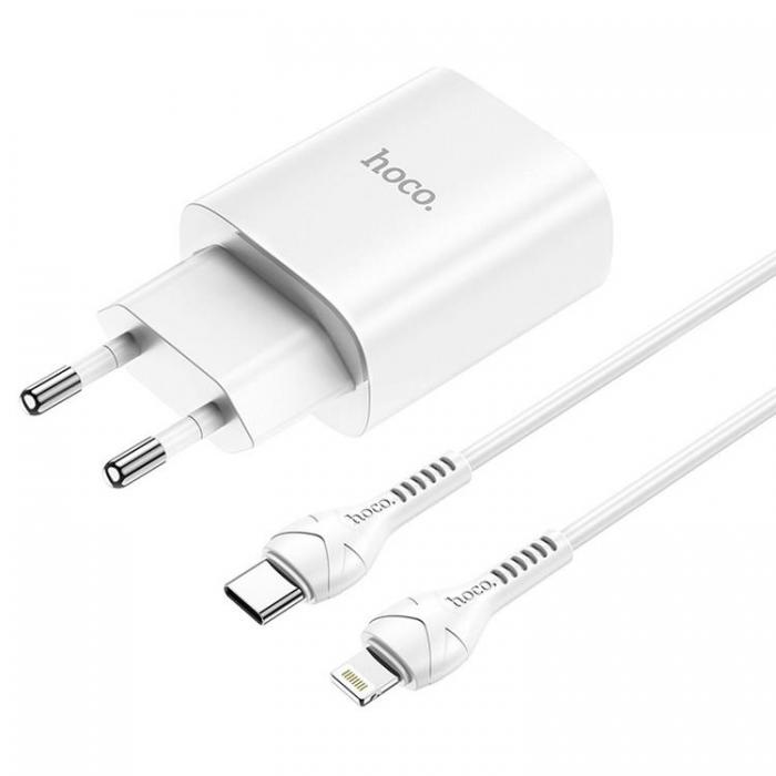 Hoco - Hoco Vggladdare USB-C Med Lightning Kabel - Vit