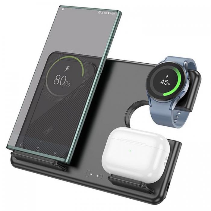 Hoco - HOCO 3-in-1 Trdls laddare Samsung - Galaxy Watch - Hrlurar - Svart