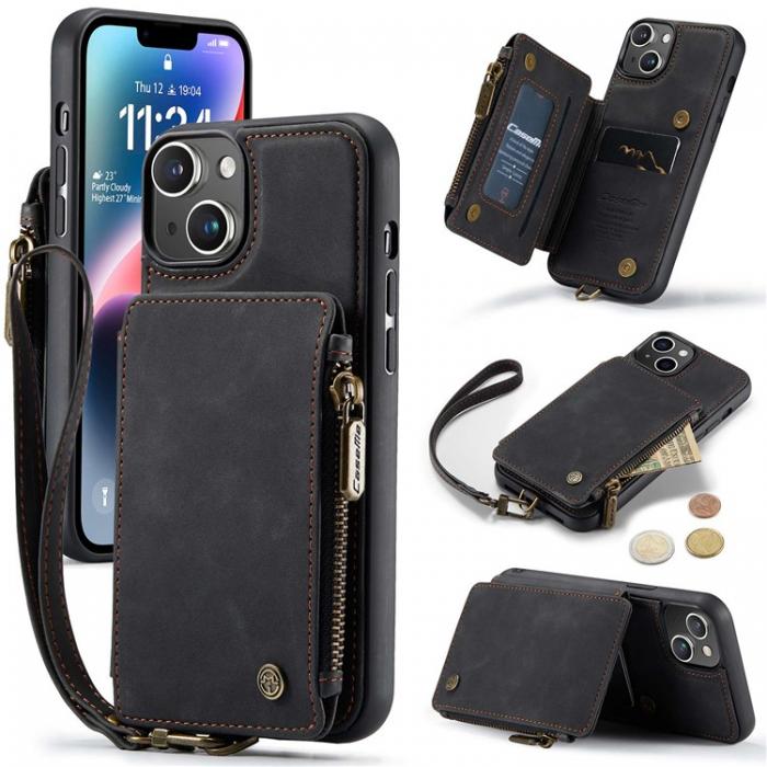 Caseme - CASEME iPhone 14 Plnboksfodral C20 Zipper Kickstand - Svart