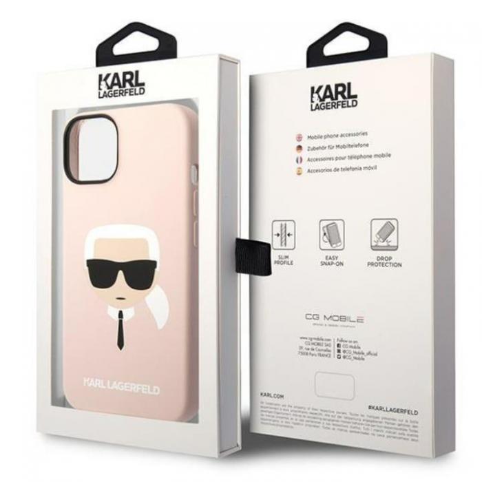 KARL LAGERFELD - Karl Lagerfeld iPhone 14 Plus Skal Czarny Silicone Karl`s Head - Rosa