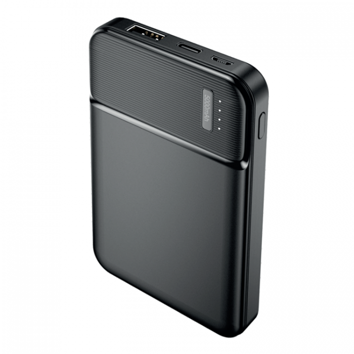 Maxlife - Maxlife Powerbank 5000mAh USB-C/Micro-USB 2.4A - Svart