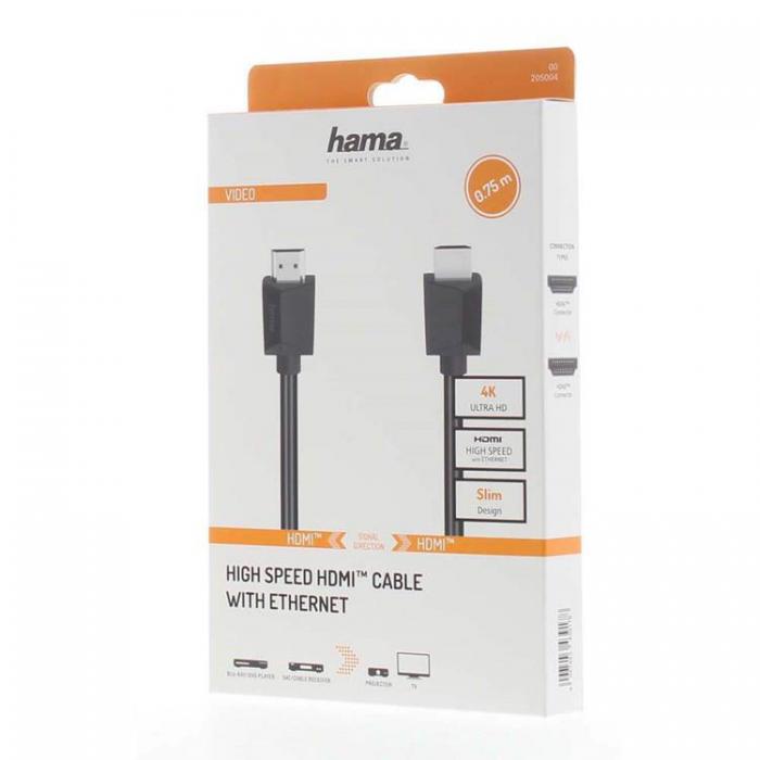 Hama - Hama Kabel HDMI High Speed 4K 18 Gbit/s 0,75m - Svart