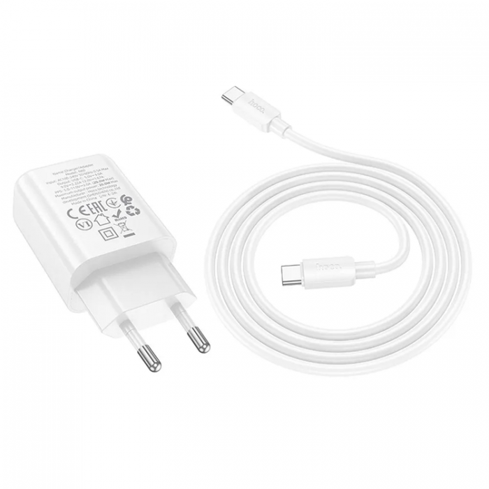 Hoco - Hoco Vggladdare Type C Plus USB-C Till USB-C Kabel 20W - Vit