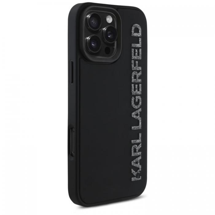 KARL LAGERFELD - Karl Lagerfeld iPhone 16 Pro Mobilskal 3D Rubber Elongated Glitter - Svart