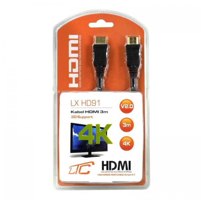 A-One Brand - HDMI Till HDMI kabel 4K v2.0 3m - Svart