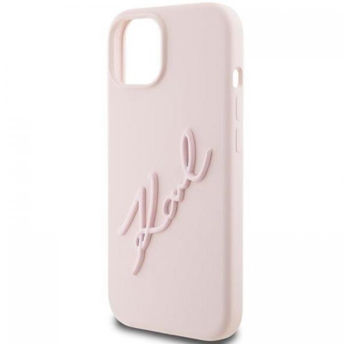 KARL LAGERFELD - KARL LAGERFELD iPhone 15 Mobilskal Silikon Karl Script - Rosa