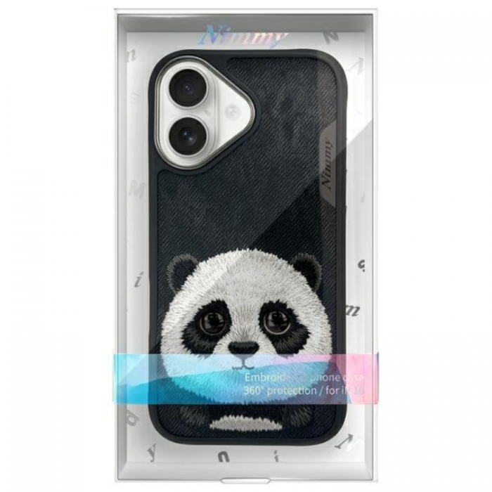 NIMMY - Nimmy iPhone 16 Mobilskal Big Eyed Pet 2.0 Panda - Svart