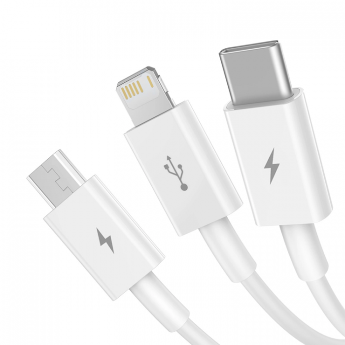 BASEUS - Baseus 3in1 USB-A till USB-C, Lightning, microUSB kabel 1m 3.5A