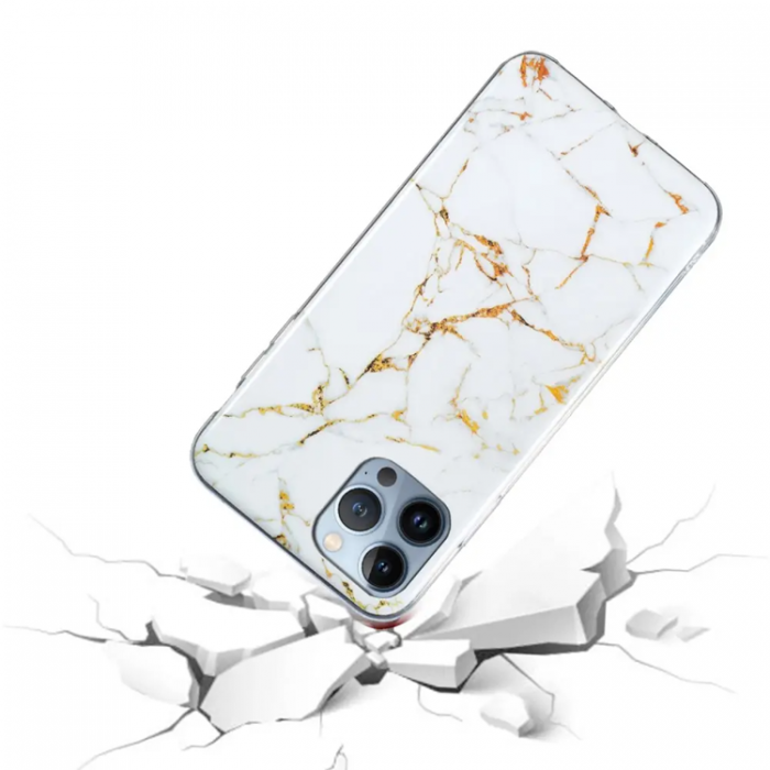 Taltech - iPhone 14 Pro Max Mobilskal Marble Pattren - Vit