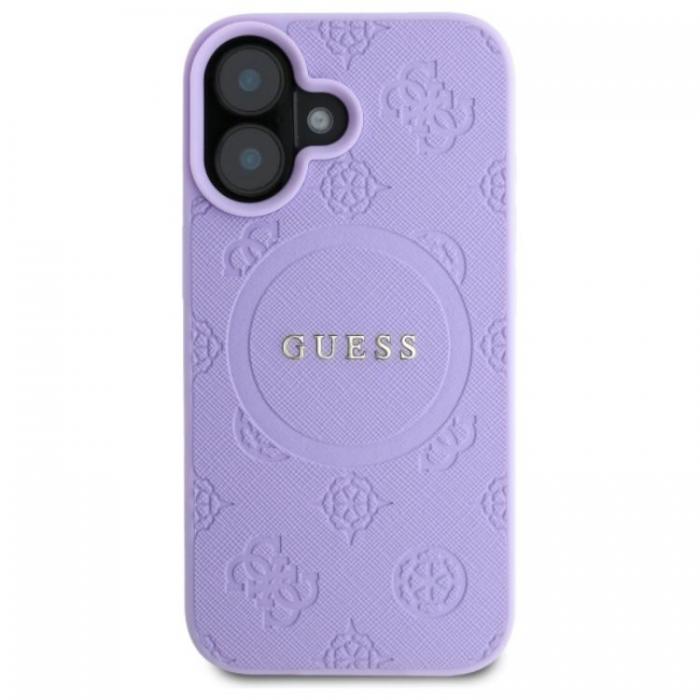 Guess - Guess iPhone 16 Plus Mobilskal Magsafe Saffiano Peony Classic Logo - Lila