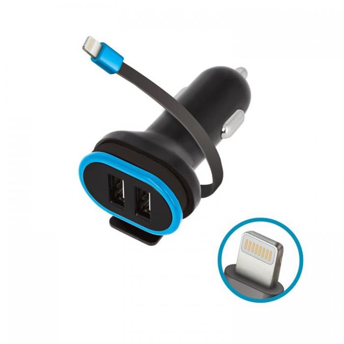 Forever - Forever Billaddare 2x USB 3A med Lightning Kabel 0,2m CC-02