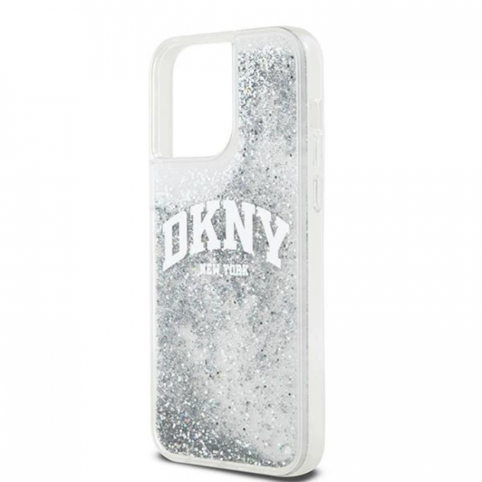 DKNY - DKNY iPhone 15 Pro Max Mobilskal Liquid Glitter Big Logo - Vit