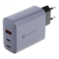 Forcell - Forcell F-Energy GaN Väggladdare 65W 2xUSB-C 1xUSB-A VT-42B - Grå