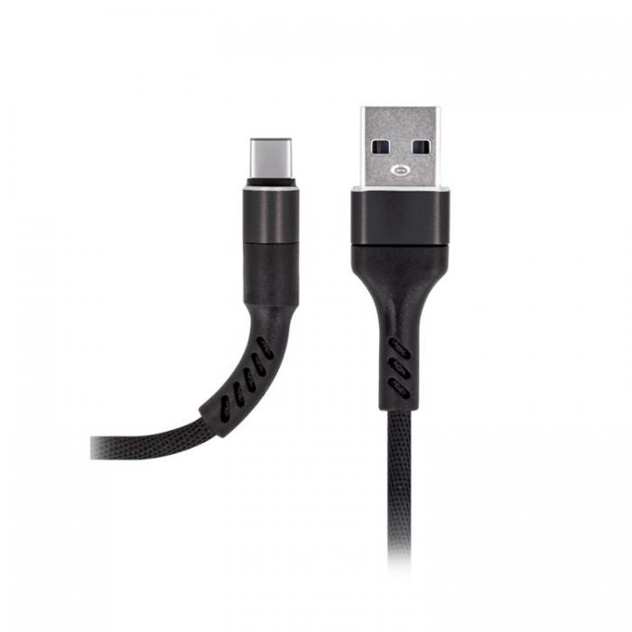 Maxlife - Maxlife USB Till USB-C Kabel 1m 2A MXUC-01 Nylon - Svart