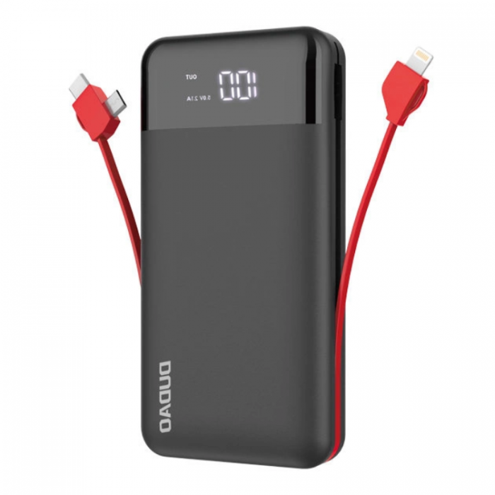 Dudao - Dudao Powerbank K1Pro 20000mAh med inbyggda Kablar - Svart