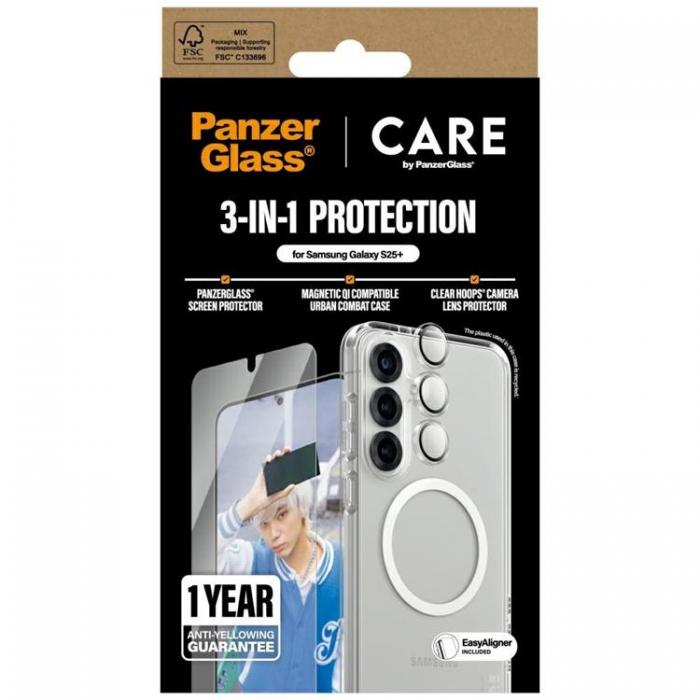 PanzerGlass - [3in1] CARE by PanzerGlass Galaxy S25 Plus Skal, Hrdat Glas, Kameralinsskydd