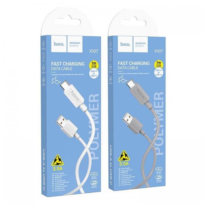 Hoco - HOCO USB-A Till USB-C 1m Kabel 3A X107 - Vit