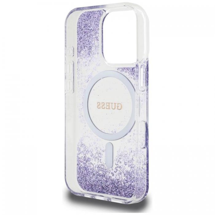 Guess - Guess iPhone 16 Pro Max Mobilskal MagSafe HC Resin Bottom Glitter - Lila