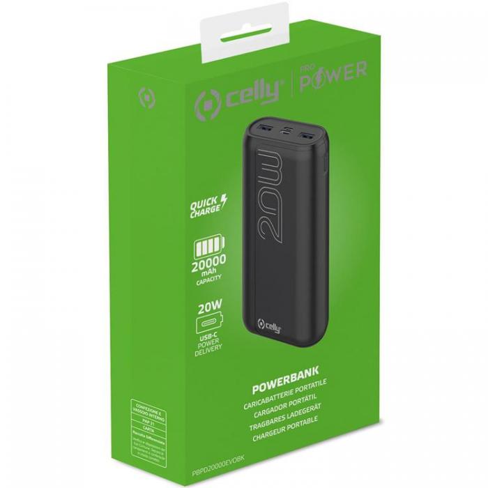 Celly - Celly PowerBank PD 20W 20.000 mAh - Svart