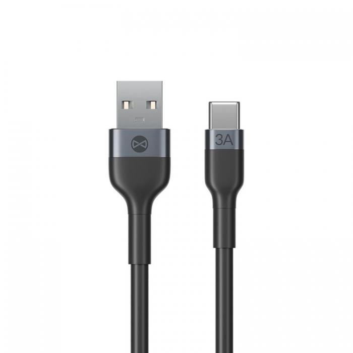 Forever - Forever Flexible USB-C till USB-A kabel 1m 3A - Svart