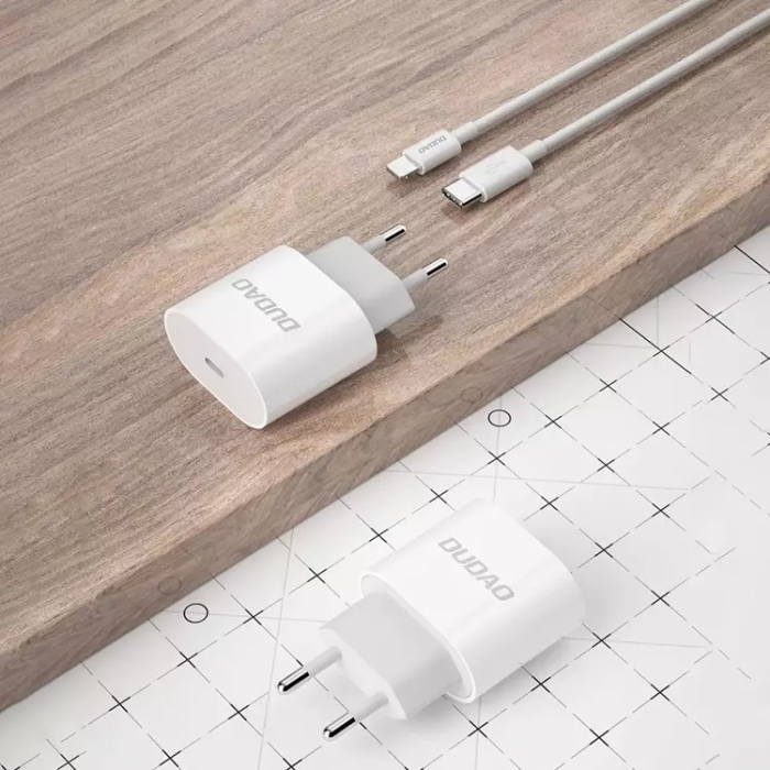 Dudao - Dudao Vggladdare USB-C 20W med USB-C Kabel PD Vit