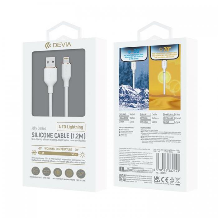 Devia - Devia USB Till Lightning 1.2m Kabel 2.4A Jelly EC630 - Vit