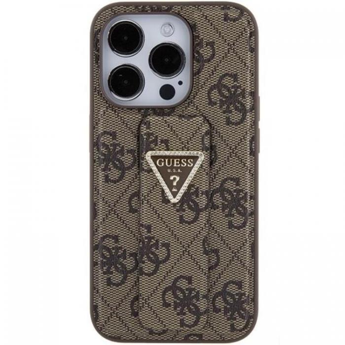 Guess - Guess iPhone 15 Mobilskal Grip Stand Triangle Strass - Brun