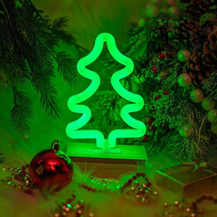 Forever Light - Forever Light LED Neon Wood Stand TREE FLNW03 - Grn