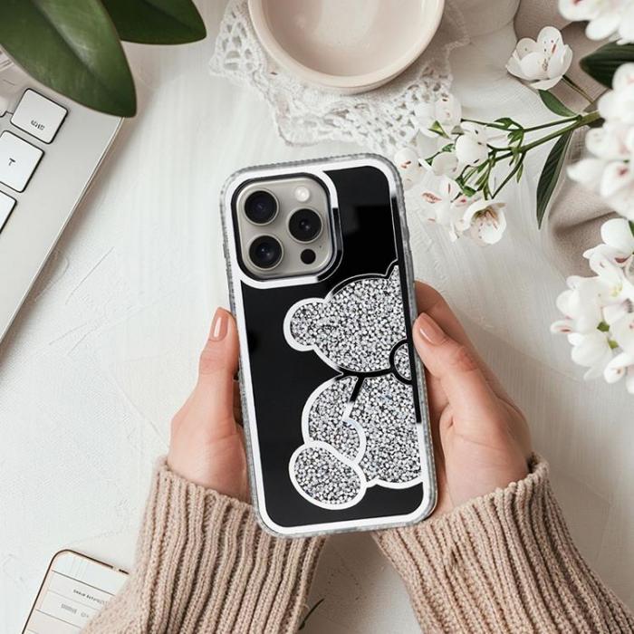 A-One Brand - iPhone 16 Plus Mobilskal Teddy Bear - Silver