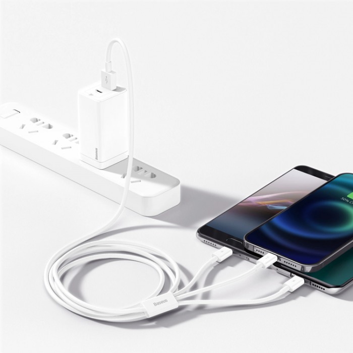 BASEUS - Baseus 3in1 USB-A till USB-C, Lightning, microUSB kabel 1m 3.5A